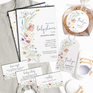 Wildblumen Girl Baby Dusche Einladung