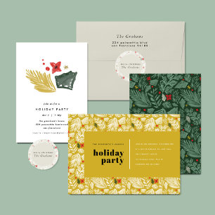 Yellow Modern Festive Botanical Holiday Satinband
