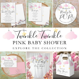 Oh Baby Twinkle Twinkle Pink Baby Dusche Runder Aufkleber