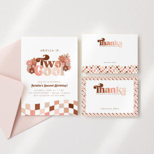 Groovy Two Cool Girls Checkered 2. Geburtstag Dankeskarte