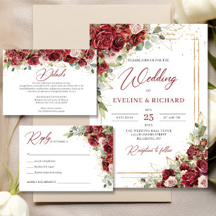 Trendy Aquarell Rot und Rot Hochzeitsticker Quadratischer Aufkleber