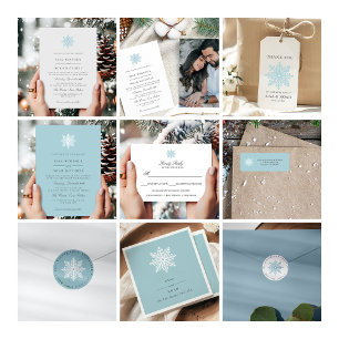 Einfache Elegante Snowflake Light Blue Mahlzeit RSVP Karte