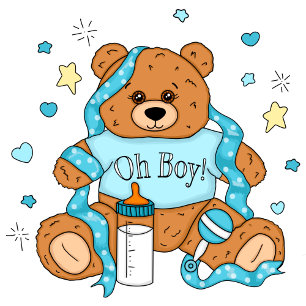 Niedlich Blue Boy's Teddy Bear Baby Shower Einladung