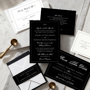 Schwarz-weißes elegantes Round-Foto Save the Date Einladung