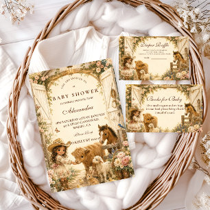 Zeitloses Mädchen Western Boho Baby Shower Einladung