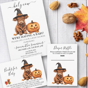 Bücher für Babydusche Halloween Highland Cow Begleitkarte