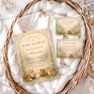 Ländliche Wald-Baby-Tiere Baby Shower Einladung