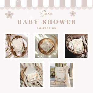 Elegant Swan Lake Floral Baby Shower Einladung