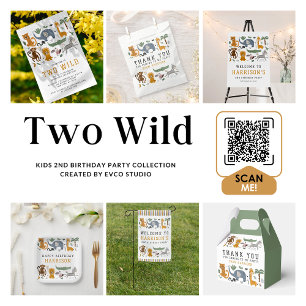 Happy Birthday Two Wild Safari Tiere Kinder Banner