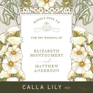 Lily Vintage Wedding All in One Invitation Mucha All In One Einladung