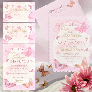 Pink Butterfells Baby Shower Books for Baby Begleitkarte