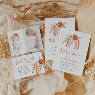 Orange Terracotta Boho   Rainbow Baby Dusche Einladung