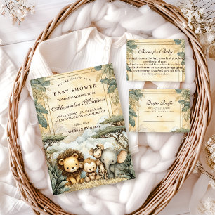 Boho-Safari-Tiere Baby Shower Windel-Raffle Begleitkarte