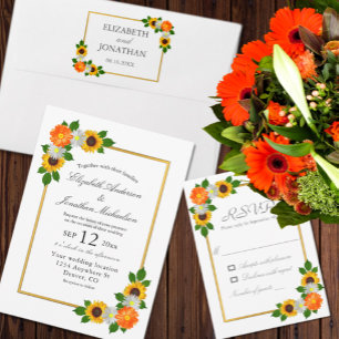 Floral Gold Rahmen Wedding Einladung