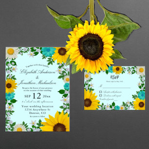 Rustikale Sonnenblume Daisy Floral Wedding Einladung