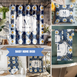 Benutzerdefinierte Navy-Daisy-Gingham-Monogramm-De Geschirrtuch