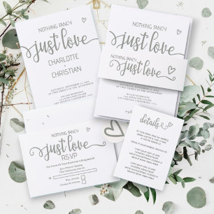 Nichts Extravagant nur Liebe Minimalistisch Hochze Einladung