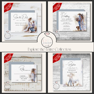 Watercolor Rustic Cowboy Wedding RSVP Karte