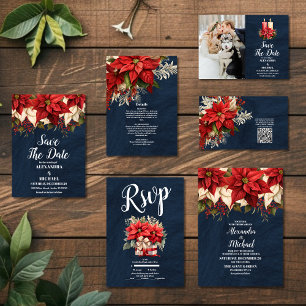 Rustikale Weihnachtsfeier der Marine Poinsettia Save The Date