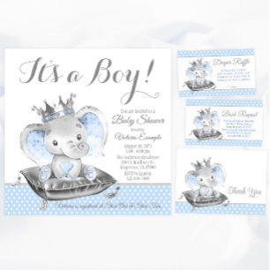 Boy Elephant Prince Diaper Raffle Tickets Begleitkarte