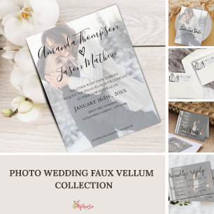 Imitate Vellum Effekt Foto Hochzeit Einladung
