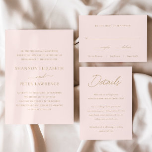 Minimal Rosa Gold Formal Hochzeit RSVP Karte
