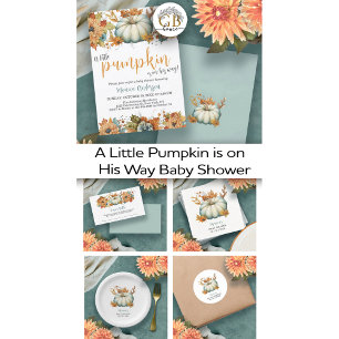 Ein wenig Pumpkin Herbst Floral Baby Dusche Runder Aufkleber