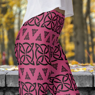 Dark Red und Black Banded Tribal Muster Leggings