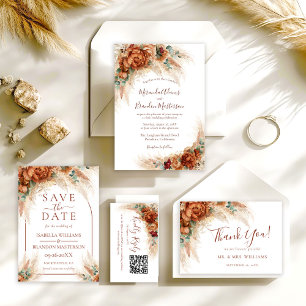 Elegante Kalligrafie Romantische Florale Boho-Hoch Dankeskarte