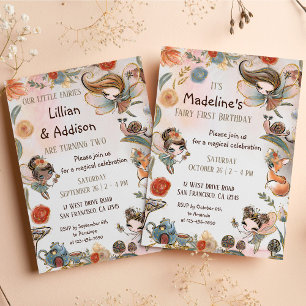 Brünettes Fairy Birthday Enchanted Forest Party Einladung