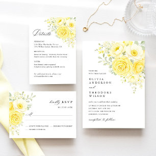 Gelb-Butter-Elfenbein Blumen Hochzeitsdetails, Inf Begleitkarte