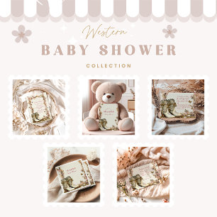 Rustikales Cowgirl Boots Diapper Raffle Begleitkarte