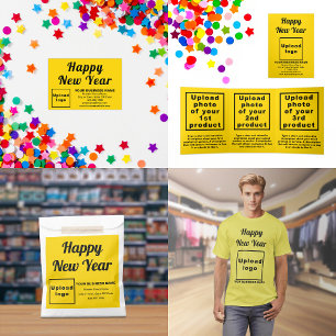 Business New Year Yellow Trifold Card Dreifach Gefaltete Karte