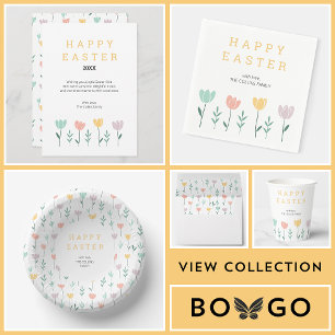 Floral Happy Oaster Niedlich Moderne Pastel Blume Feiertagskarte