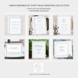 Elegante Wedding Website Moderner QR Code Dusty Bl Begleitkarte