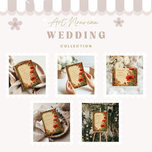 Art Nouveau Poppy Wedding Einladung