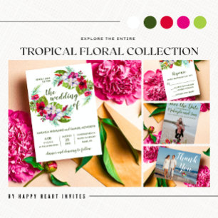 Tropical Floral Island Hibiskus Green Wedding Einladung