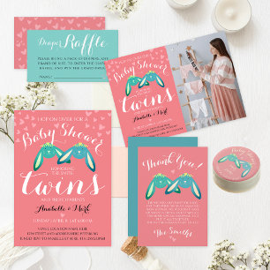 Niedliches Twin Bunnies Kinderdusche Pink Pastel P Dankeskarte