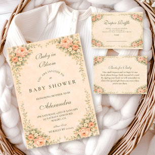 Errötende Salbei Florale Babyparty im Garten Einladung