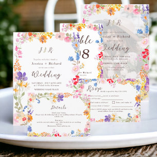 Boho garden Sommerblumen 2 Foto Initialen Hochzeit Einladung