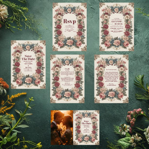Royal Viktorianisch Whimsical Floral Wedding RSVP Karte