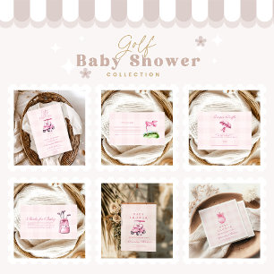 Pink Girl Golf Baby Dusche Hinweis für Baby Begleitkarte