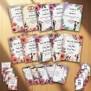 Elegante romantische Rose Hochzeit am Groom Floral Einladung