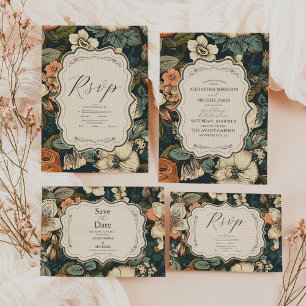 Hochzeit Vintager Navy-Fall-Blume Save The Date