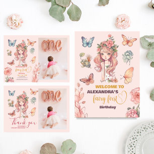 Boho Fairy First Girl's 1. Geburtstag Geschenkpapier