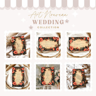 Whimsical Floral Wedding Art Nouveau Begleitkarte