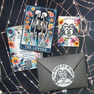 Til Death Do us Part Skeletons Gothic Wedding Runder Aufkleber