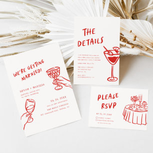 Funky Fun Modernes Retro QR Code Hochzeit RSVP Karte