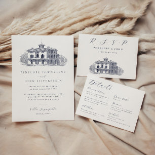 Elegante kalligraphische Hochzeitdetails Begleitkarte