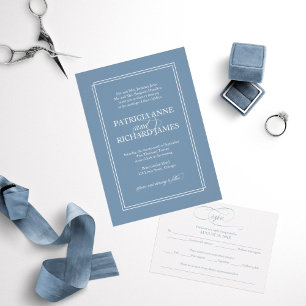 Dusty Blue Simple Elegant Formal Wedding Einladung